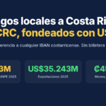 Pagos por transferencia bancaria local a Costa Rica en CRC fondeados con USDC, con datos de SINPE, exportaciones y Monex